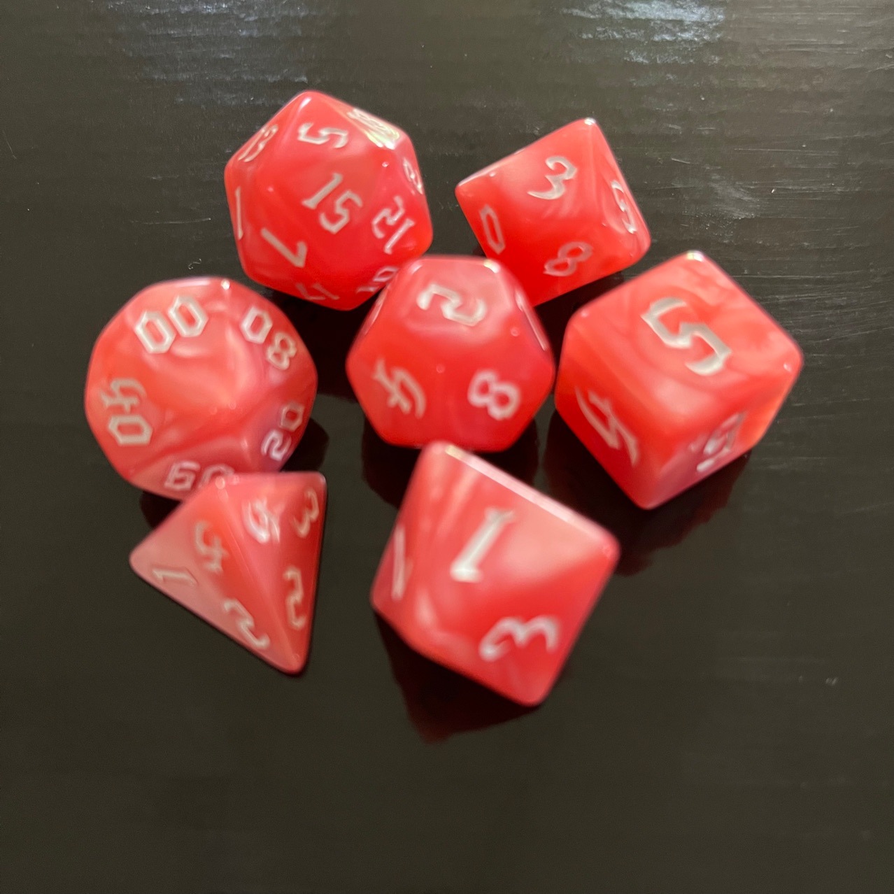 Picture of 7 sets of new font Pearl pattern Macron color series multi-sided dice digital dice DND PRTG running group tour