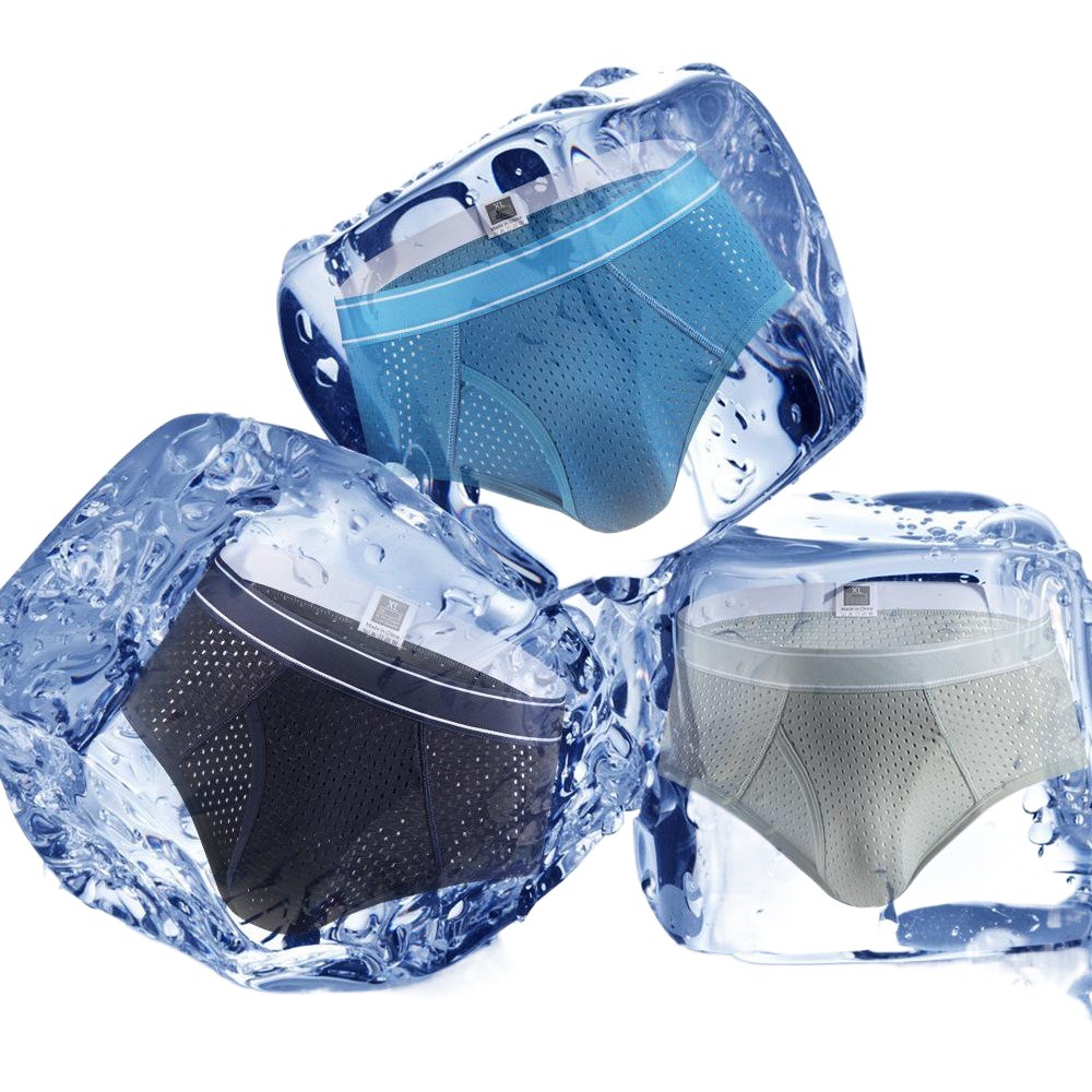 Pure peak summer men's briefs men's ice silk mesh short shorts ultra-thin transparent breathable quick-drying underpants head tide