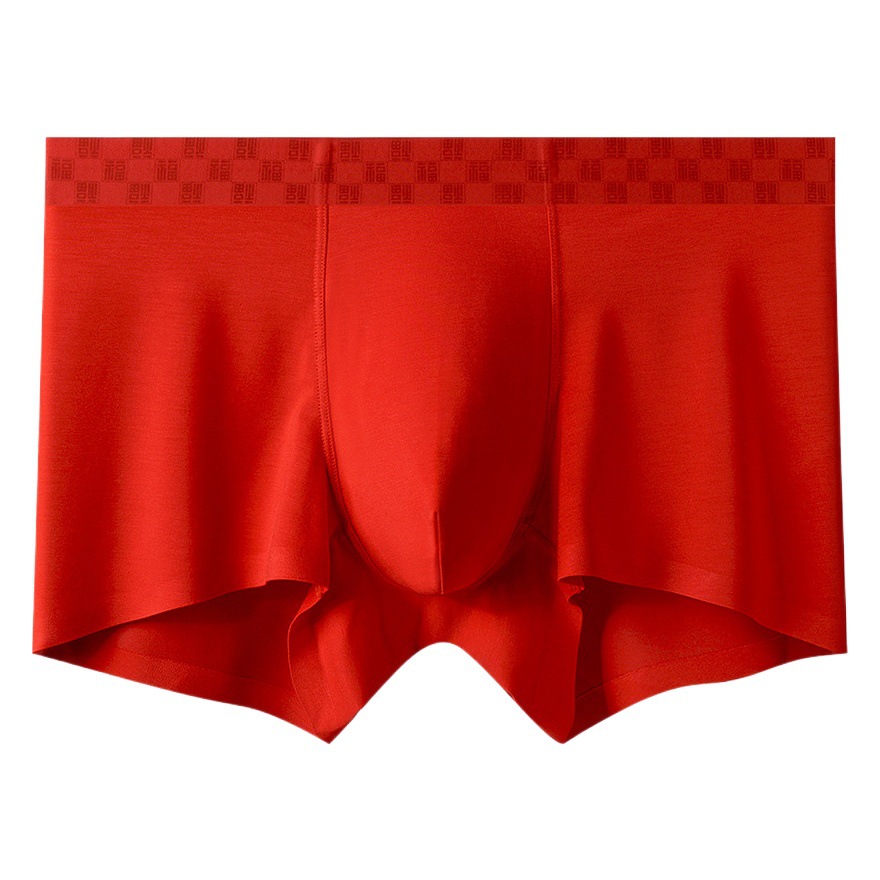 Gift Box Modal Red Underwear Men's New Year's Wedding Shorts Pants Mulberry Silk Bacteriostatic Flat Corner