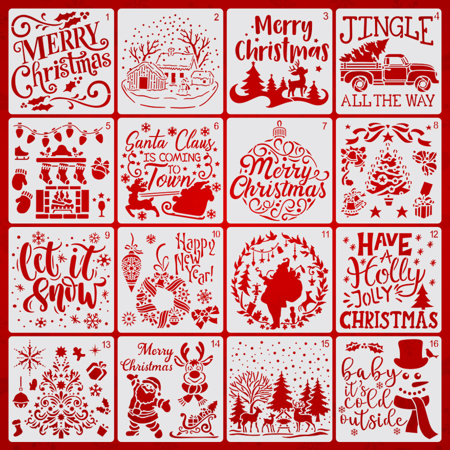 New Christmas painting template Merry Christmas Amazon hot sale painting plastic template