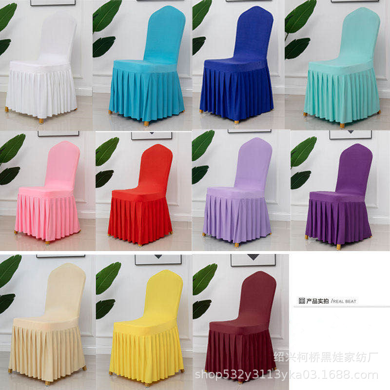 Picture of Chair Cover Thickened Stretch Pleated Skirt Dining Chair Cover Hotel Wedding Banquet Event Stool Cover Hotel Cloth