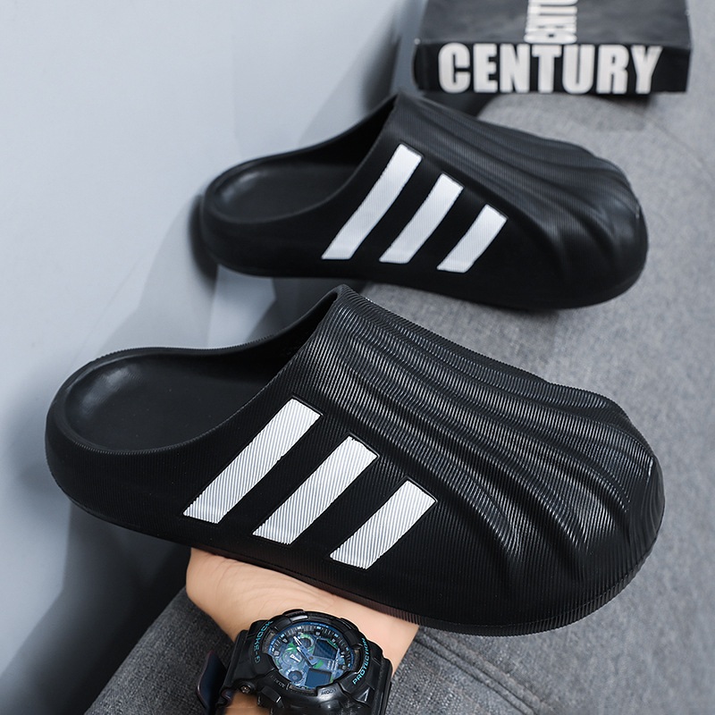 Shell big toe toe flip flops for summer wear outside, versatile light couple lazy half slippers, outdoor sports non-slip sandals