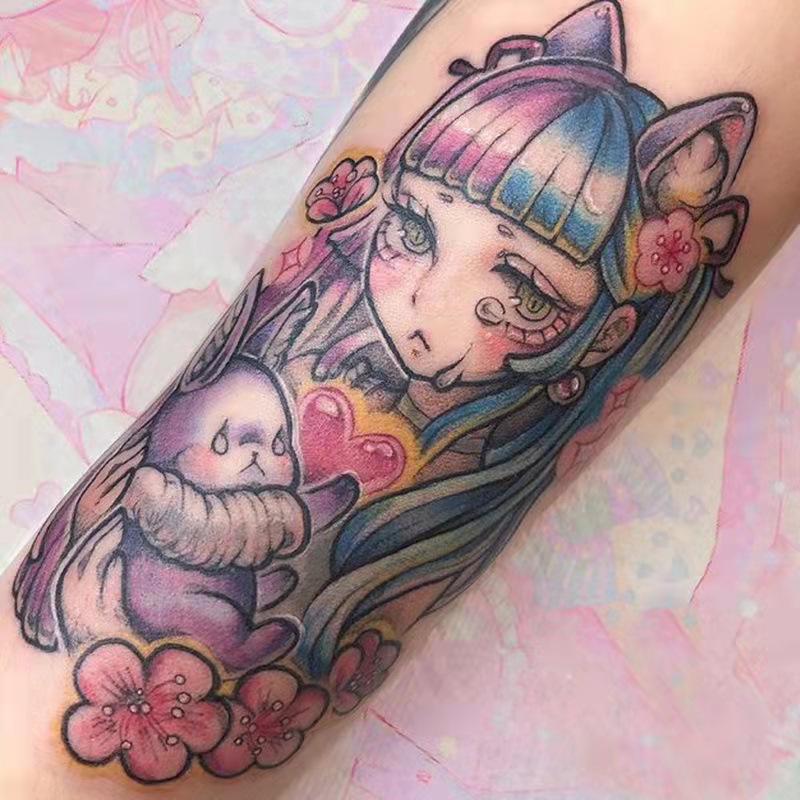 Picture of Diablo Tattoo Sticker Women's Waterproof Lasting European and American Violence Lori ins Cute Cartoon Flower Arm Non-Reflective Anti-Han