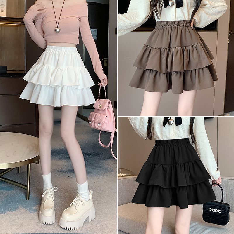 High Waist Short Skirt Cake Skirt Women's Spring and Summer 2025 New Flounce Slimming Big Swing A- Shaped Skirt Women's Skirt