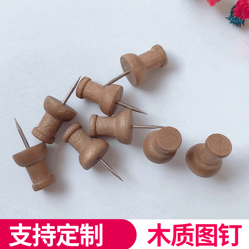 Wooden log pushpin suit original wooden I-shaped nail pushpin tack cork board Photo Wall