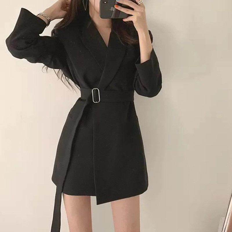 Picture of Small Blazer 2024 Spring and Autumn Mid-Length Suit with Belt Korean Style British Style Elegant Top for Women Korean Style Commuting