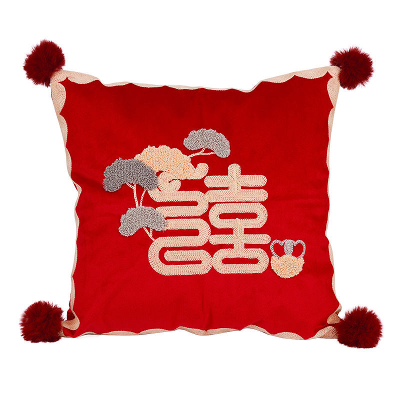 Picture of Wedding pillow a pair of festive red bed pillow living room sofa wedding letter pillow wedding wedding room decoration