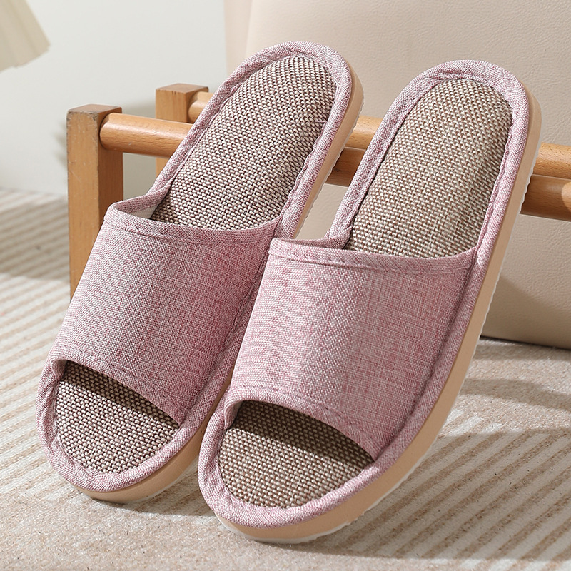 Picture of 2025 New Hotel Cotton and Linen Slippers for Women Spring, Autumn and Summer Home Couples Linen Thick-Soled Four Seasons Sandals and Slippers