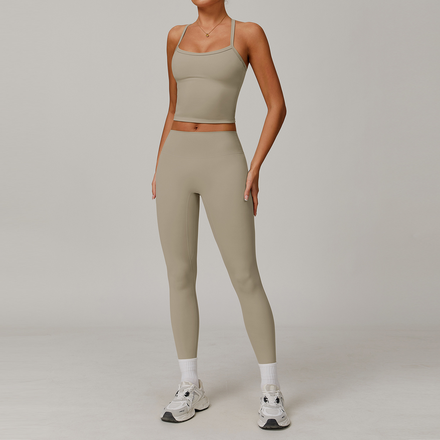 Picture of Zechuang European and American tight brushed yoga suit quick-drying workout clothes winter outdoor running sports suit female 8519