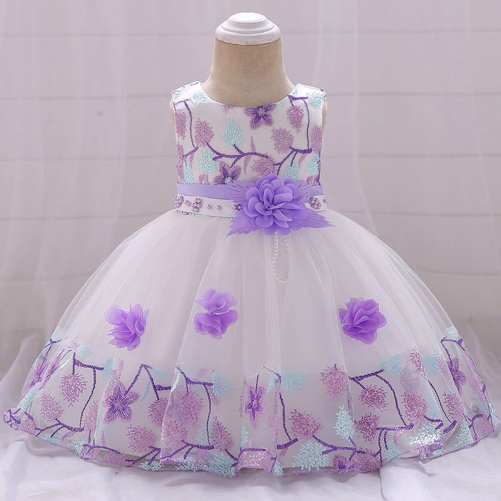 Picture of Cross-border Ebay Amazon new children embroidered dress color matching princess dress girl flower wedding dress dress dress