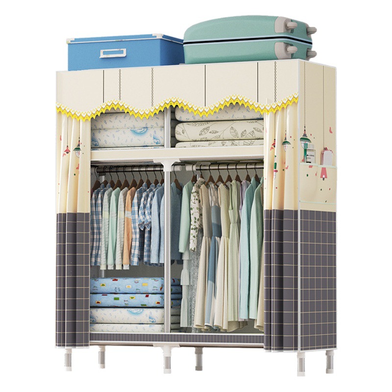 Simple wardrobe steel frame thickened dormitory rental room cloth wardrobe simple economical assembly storage wardrobe C4