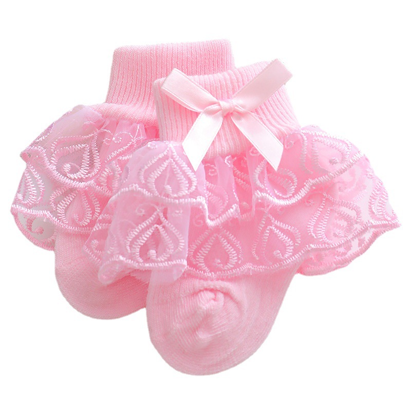 Picture of Spring Girls Lace Socks Spring and Summer Thin Double Lace Baby Princess Socks 2023 New Girls Socks