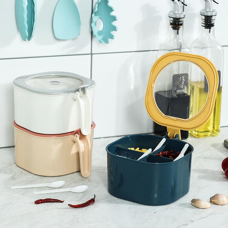 Picture of Kitchen Seasoning Bottle Seasoning Box Household Seasoning Storage Box Integrated Multi-grid Creative Cute Storage Rack Seasoning Jar Bottle
