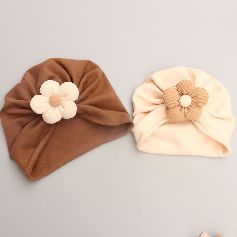 Picture of Cross-border Cute Flower Newborn Baby Fetal Cap Newborn Baby Girl Socks Spring Autumn Summer Hat 0-12 Months
