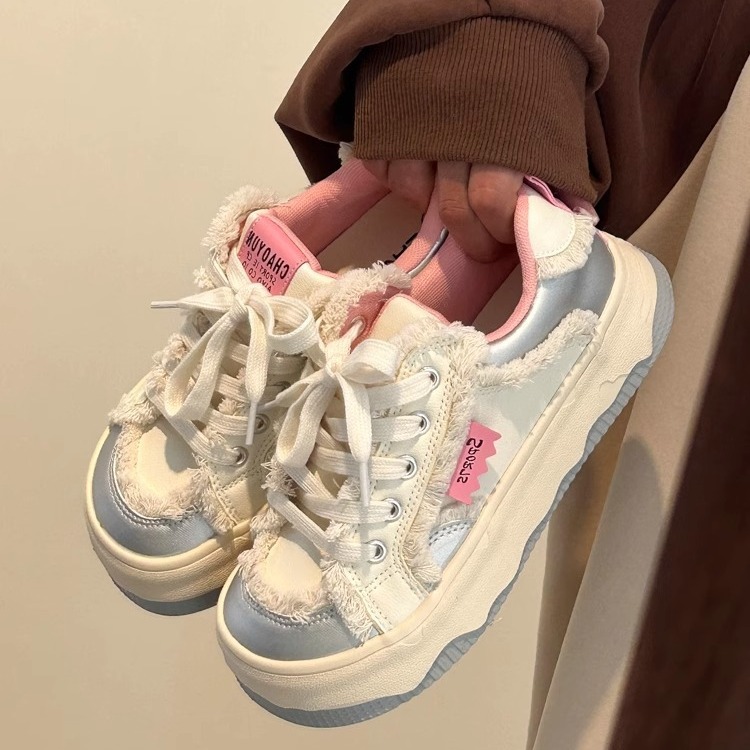 Niche Thick-Soled White Shoes for Women 2025 New Spring & Fall Student Versatile Chic Shoes Canvas Casual Lightweight Sneakers