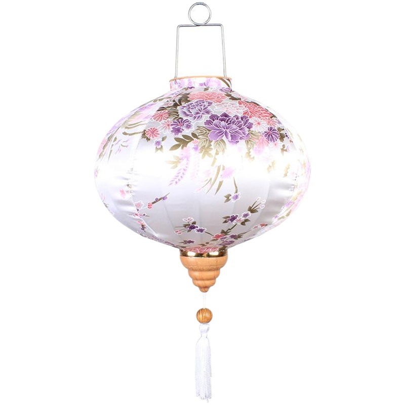 Round Red Lantern Chinese Big Lantern Antique Printed Silk Cloth Restaurant Teahouse Wedding Pendant Palace Lantern Hanging Decoration