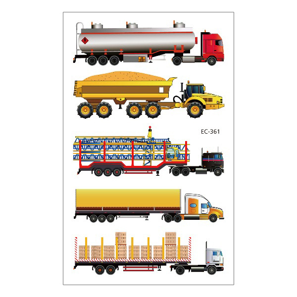 Picture of Cross-Border Supply Waterproof Children's Tattoo Stickers Cartoon Car Excavator Fire Truck Children's Traffic Tattoo Stickers