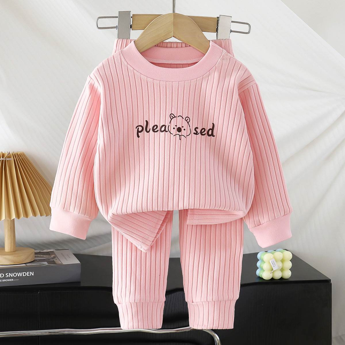 Picture of Children's Underwear suit Double-Sided Fleece Autumn Clothes Autumn Trousers Boys Home Clothes Autumn and Winter Girls' Pajamas Round Neck New