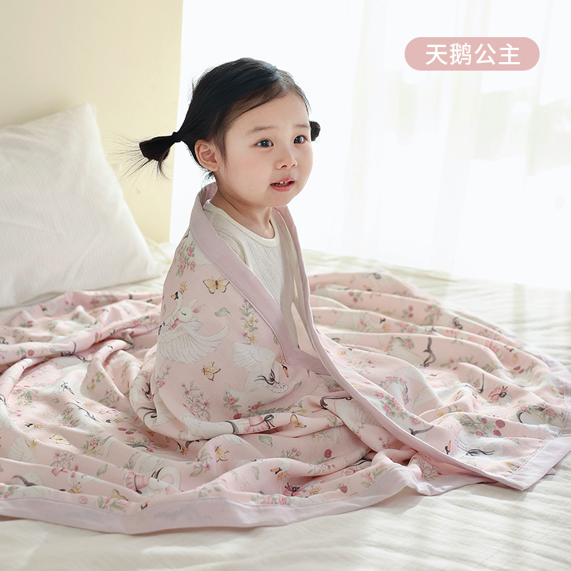 Picture of Baby blanket cartoon four-layer bamboo cotton gauze quilt class a spring and summer newborn children nap baby quilt