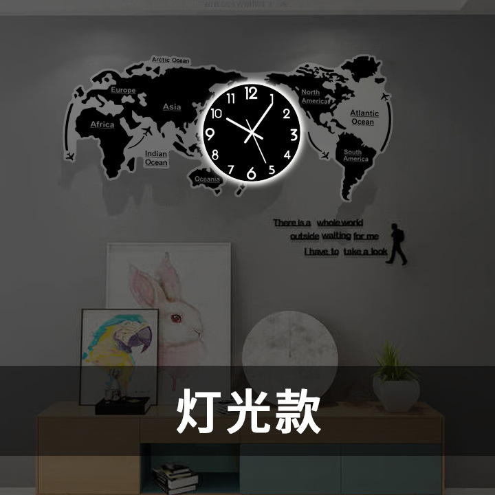 Picture of Cross-Border Map European Clock Decorative Wall Clock Living Room Simple Modern Wall Art Fashion Home Atmospheric Clock