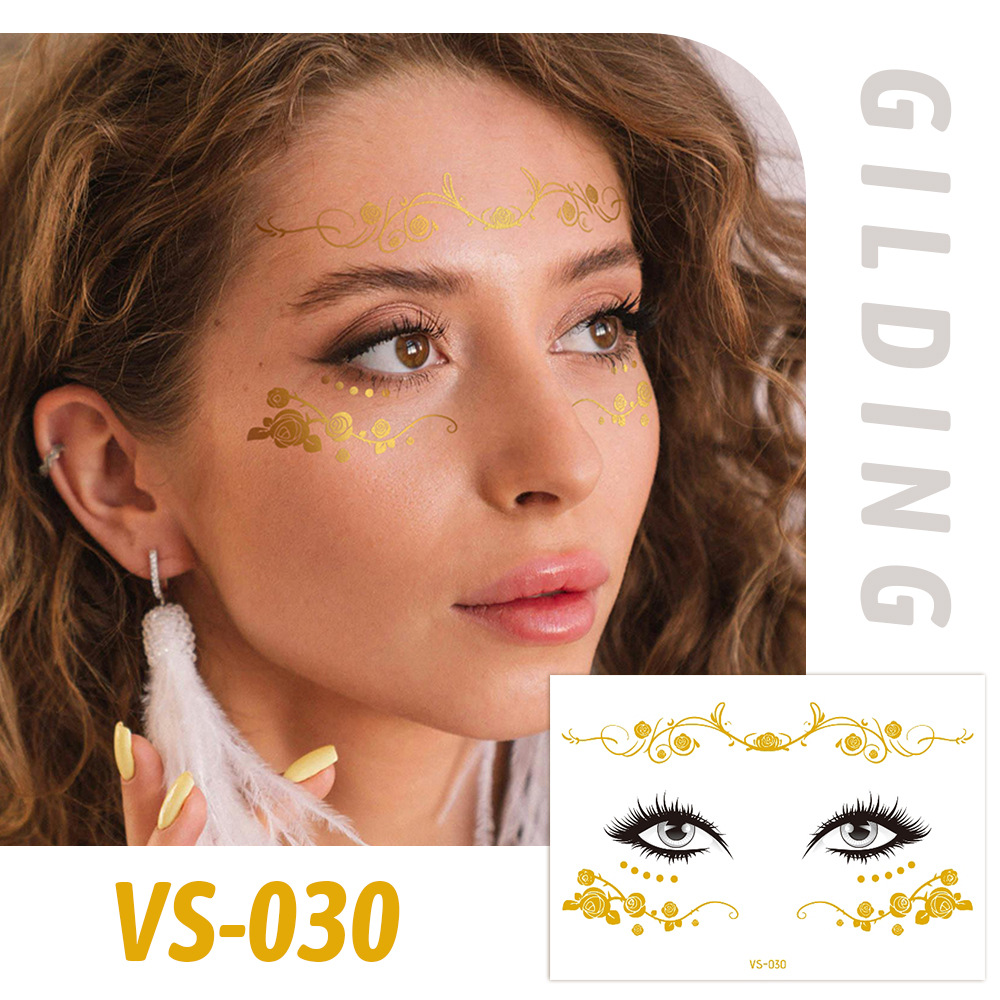 Picture of Cross-border Supply Waterproof Bronzing Electric Syllable Tattoo Sticker European and American Carnival Party Face Sticker Masquerade Freckles