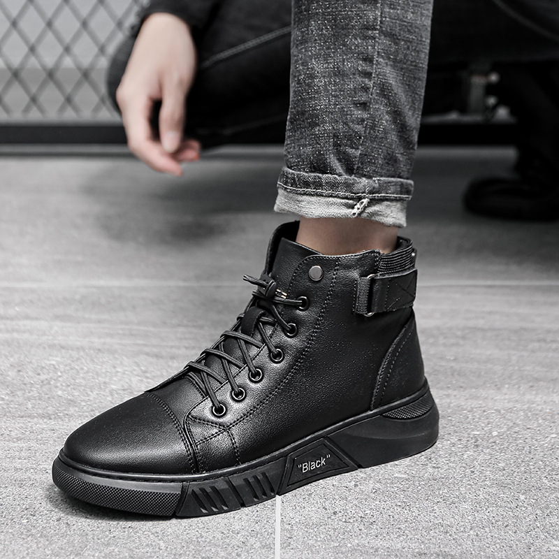 Picture of Winter New Men's British Genuine Leather Martin Boots Men's Boots Fashion Casual High Top Men's Shoes Trendy Workwear Leather Boots Men
