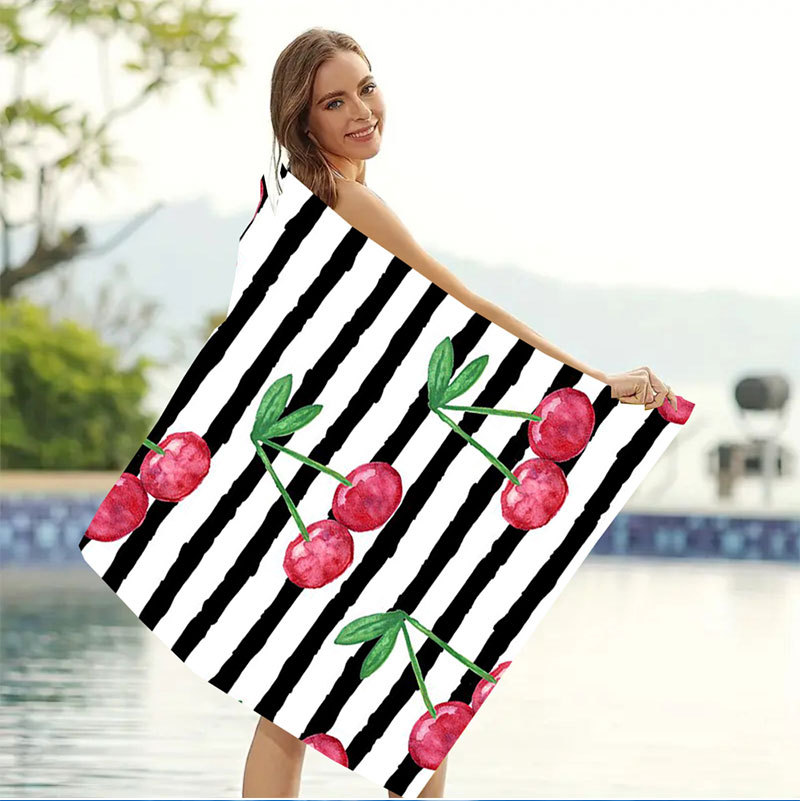 Picture of Cross-border microfiber double-sided velvet beach towel custom LOGO digital printing large bath towel rectangular thick towel