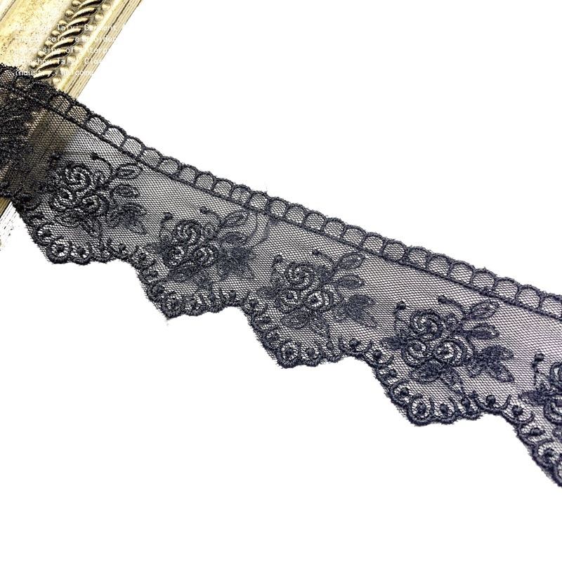 Flower height 3.3CM unilateral wave mesh upper and lower hand cut mesh water soluble lace embroidered small bar code lace