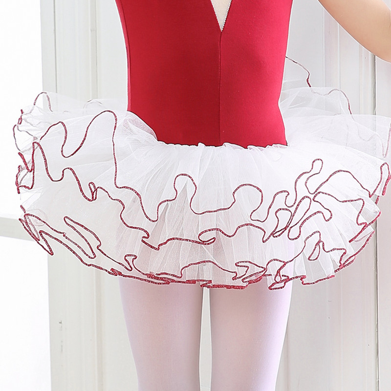 Picture of Children's Dance gauze skirt female ballet pettiskirt half-length short mesh 61 performance skirt practice skirt White Black