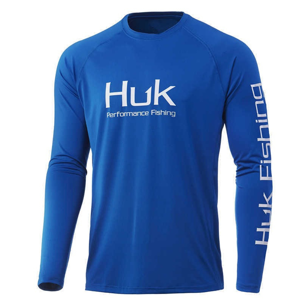 HUK Fishing Shirts Fishing Suit Outdoor Sunscreen Quick-drying Long-sleeved Round-neck Shirt Ice Silk New Summer