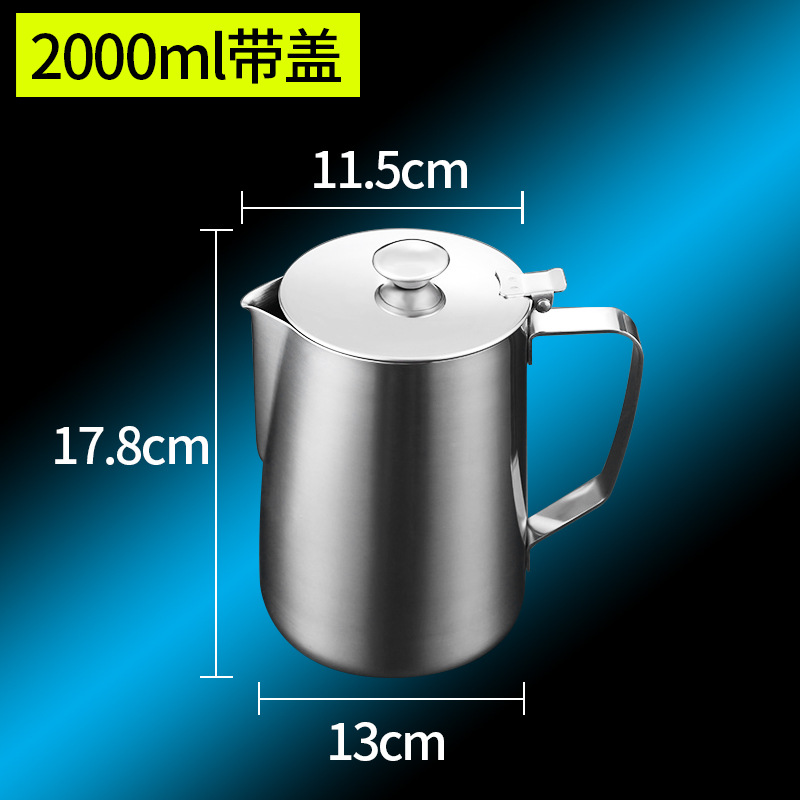 Picture of Thickened Stainless Steel Latte Art Cup Latte Art Cylinder Milk Foam Cup with Scale Milk Foam Pot Milk Cylinder Pointed Mouth Cup Coffee Artifact