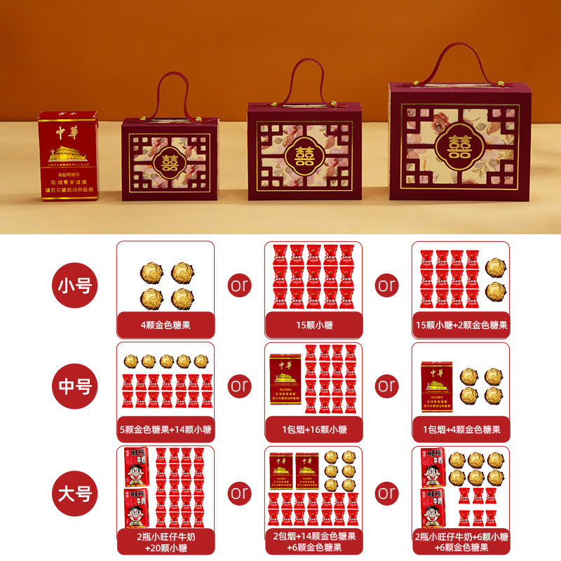 Picture of Wedding candy box Chinese wedding candy box wholesale engagement portable candy bag creative candy packaging empty box