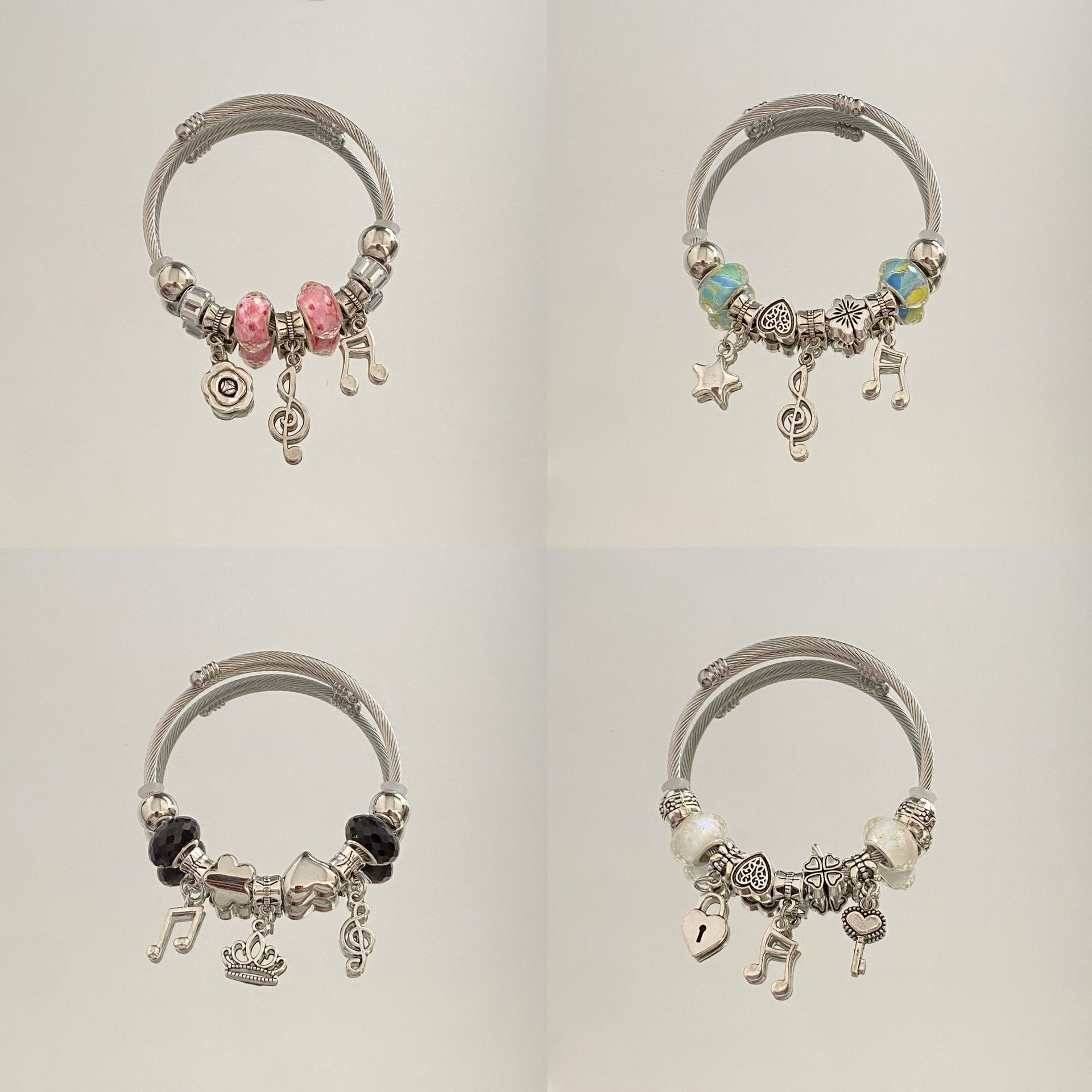 2024 Panjia Multi-element Love Crown Bracelet Women's DIY Beaded Niche Design All-match Bracelet Cross-border