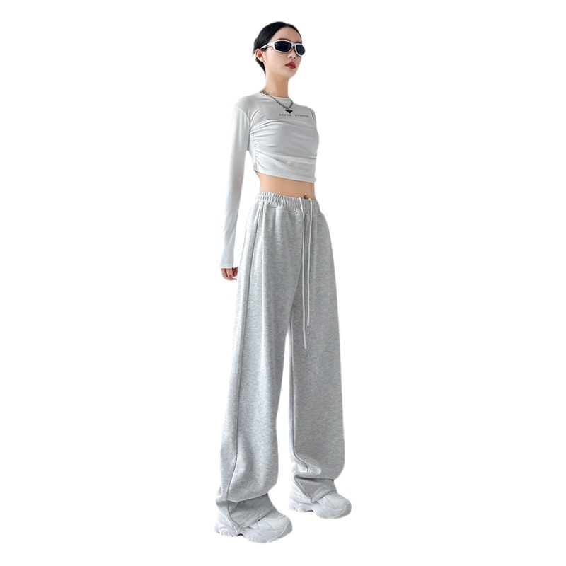 American Sports Pants for Women 2025 New Spring & Fall High-Waist Slim Wide-Leg Pants Casual Straight Pants Leggings Sweatpants