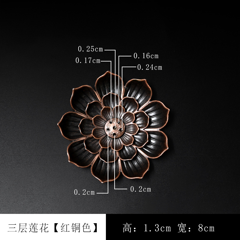 Picture of Alloy porous lotus incense holder Zen thread incense holder household tea set accessories sandalwood burner incense tray
