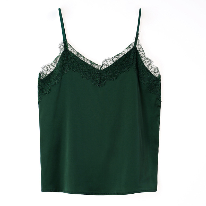 Picture of Eyelash Lace Camisole Women's Summer All-match Silk Satin Suit Inner Top Silk Beautiful Back Base Shirt