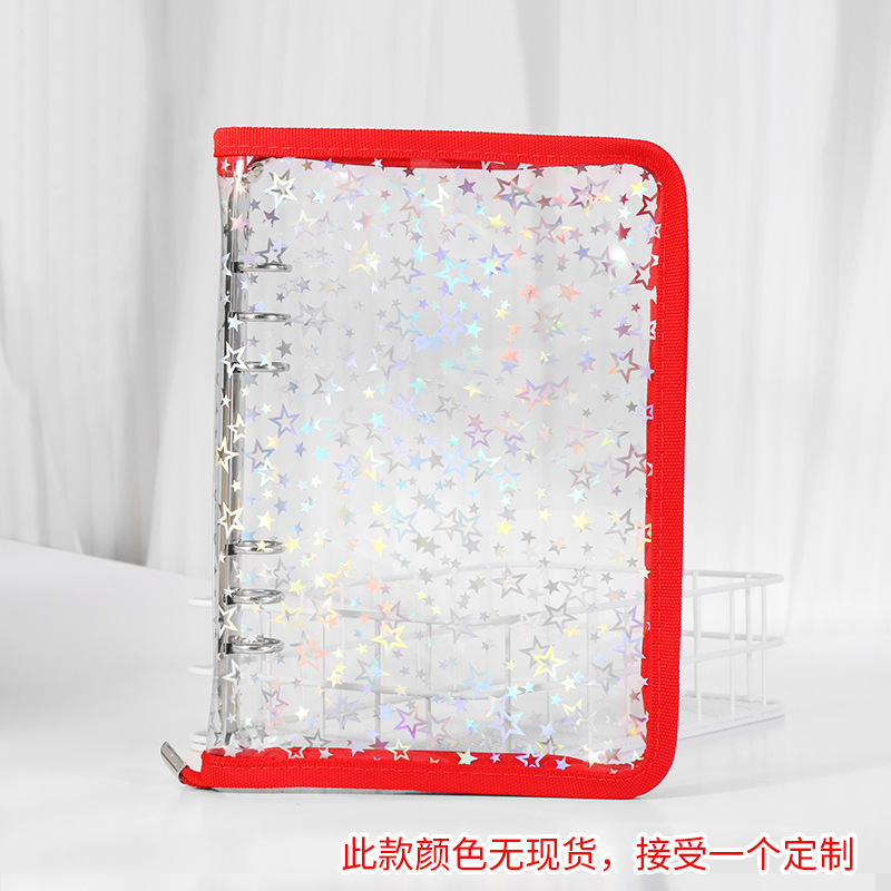 Picture of Spot Cute Popular Storage Bag Six-Hole Loose-Leaf Book Ins Style Star Chasing A5A6 Transparent Zipper Notebook Shell