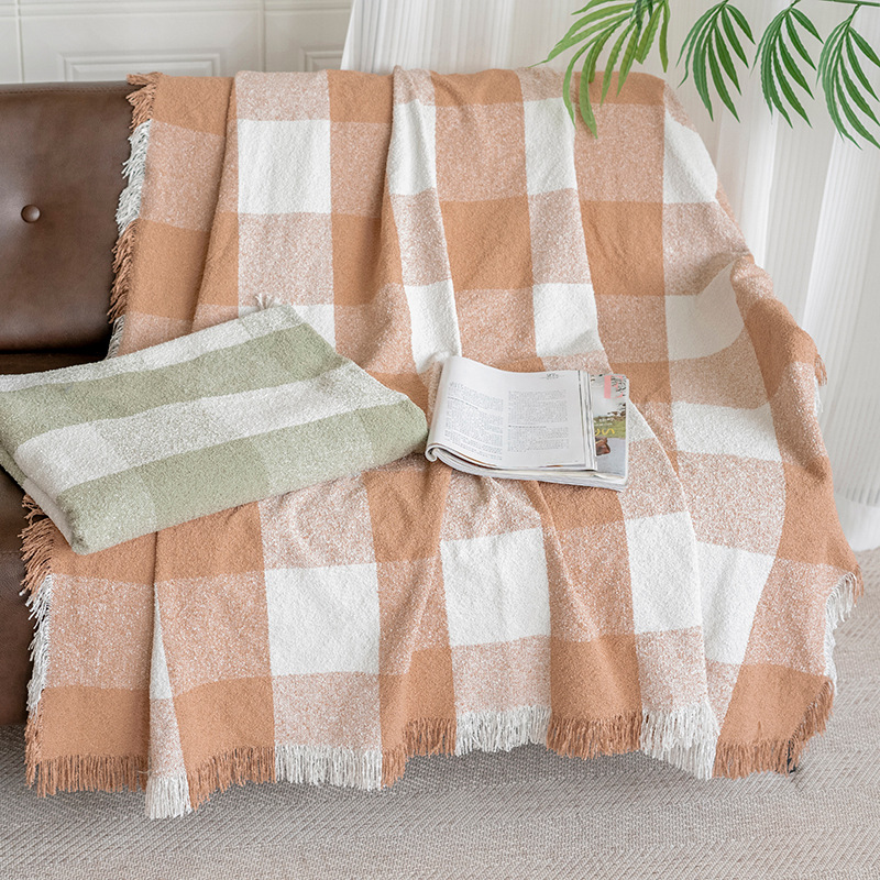 Circle Yarn Sofa Blanket Four Seasons Universal Ins Style Plaid Tassel Blanket Hotel Homestay Bed End Blanket Nap Cover Blanket