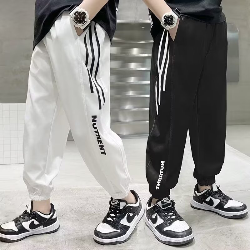 Boys' Ice Silk Thin Anti-mosquito Pants Leg-toe Summer 2023 New Sports Pants for Middle and Large Children Quick-drying Casual Pants