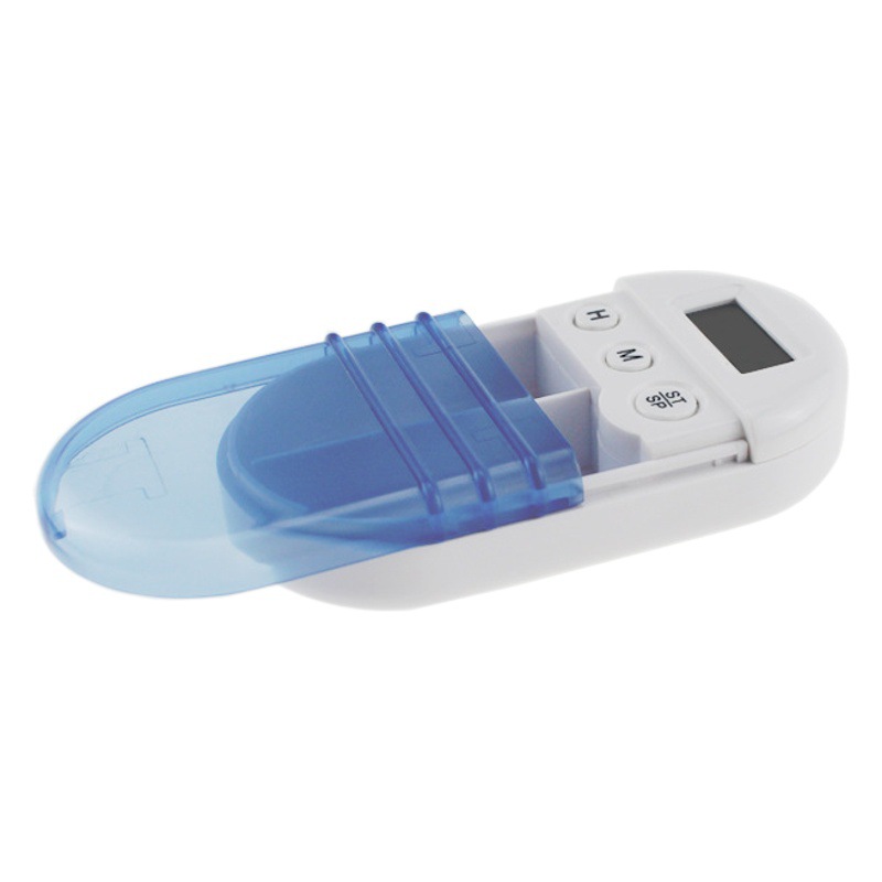 Medicine Box Timer Elderly Medicine Reminker Transparent Electronic Double Lattice Portable Chronograph Medicine Box with Time