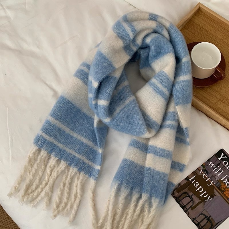 Picture of Maillard new striped scarf women's autumn and winter thickened warm neck snood student versatile solid color scarf manufacturer cross-border