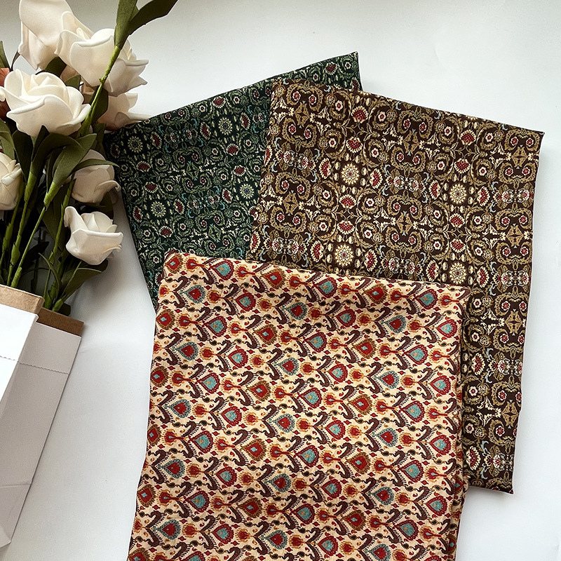 New Chinese Style Digital Printed Fabric Brocade Cotton Fabric Ethnic Style Cheongsam Dress Top Hanfu Fabric
