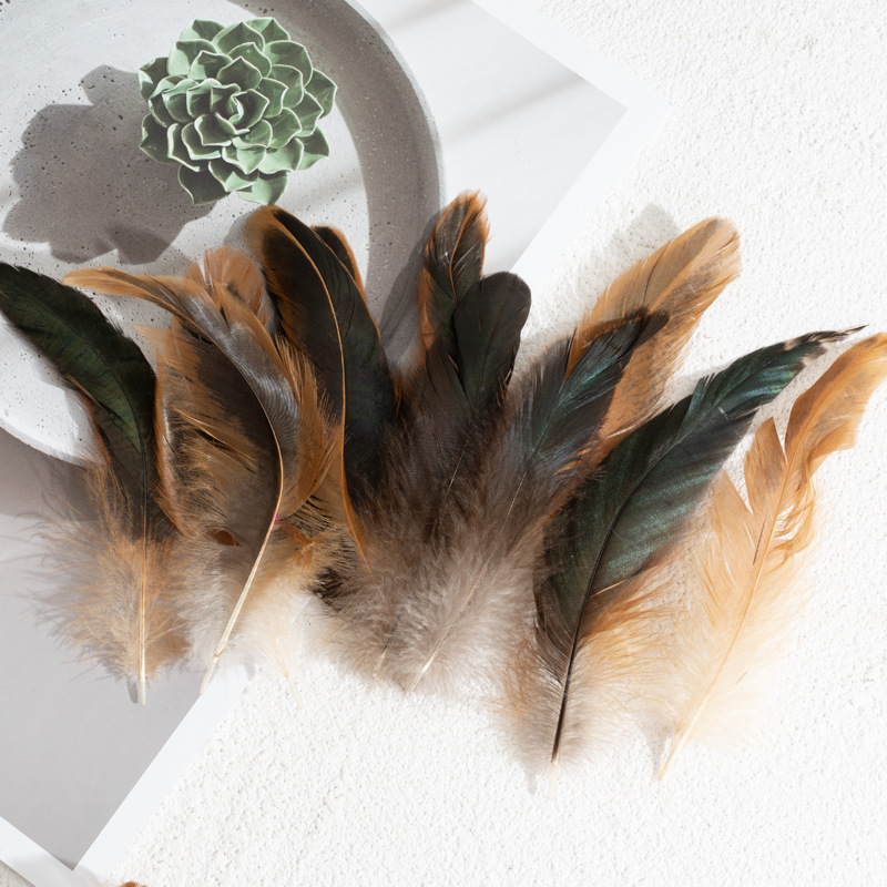 Picture of 50pcs/set of feathers wholesale colorful 10-15 rooster tail feathers real chicken feather DIY shuttlecock handmade material