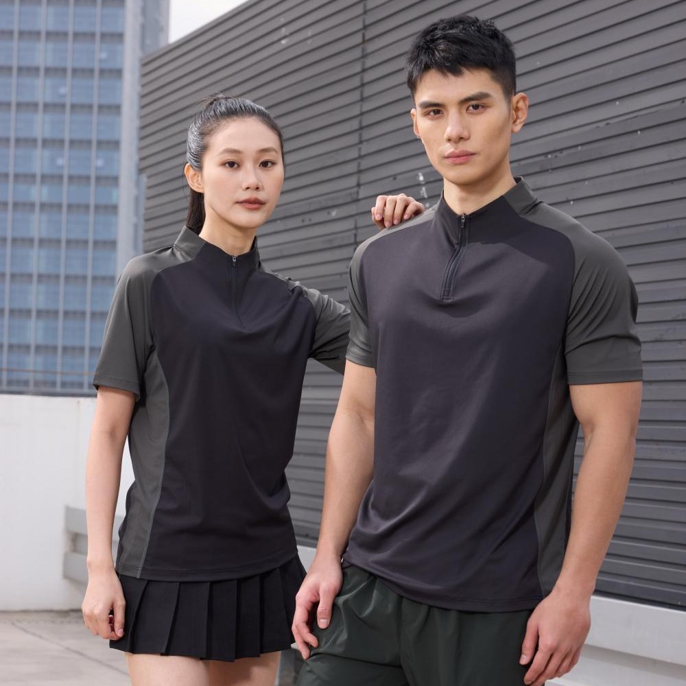 Sports T-shirt Men's Half Zipper Vertical Collar Quick-drying Short-sleeved Running Top Summer Sports Training Tennis Clothes