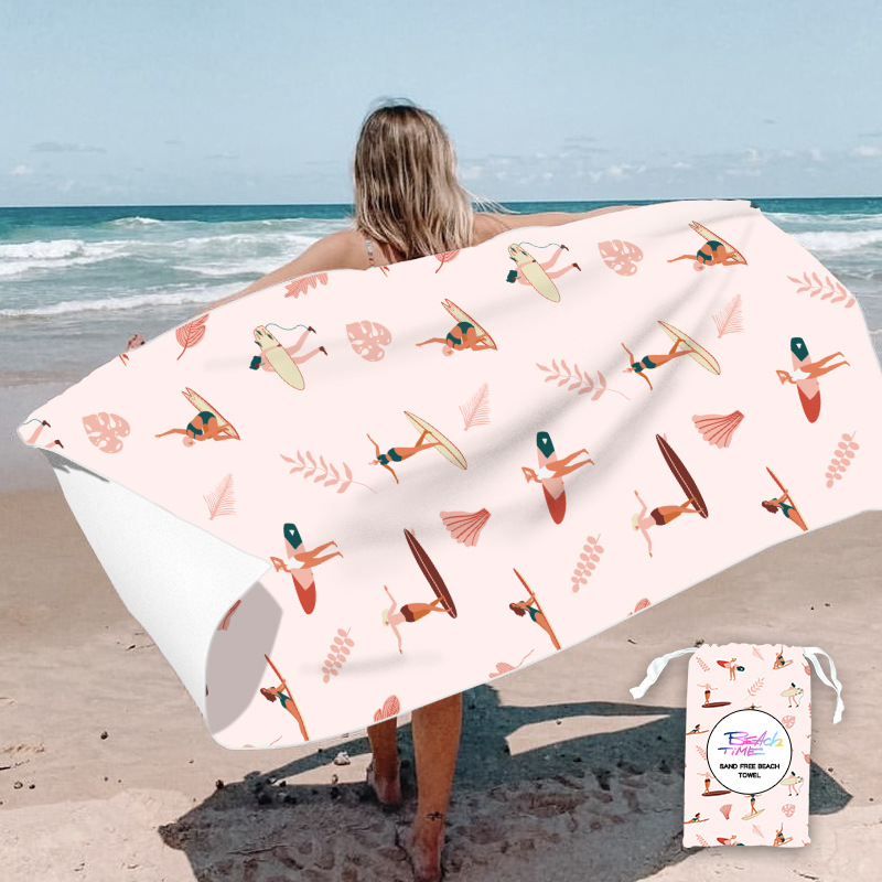 Picture of New Cross-Border Amazon European and American Double-Sided Velvet Quick-Drying Bath Towel Customizable Printed Towel Beach Swimming Beach Towel