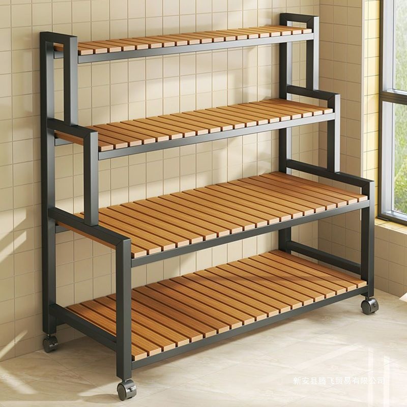 Picture of Florist shelf flower rack indoor household movable flower stand with wheels floor step flower stand succulent flower stand