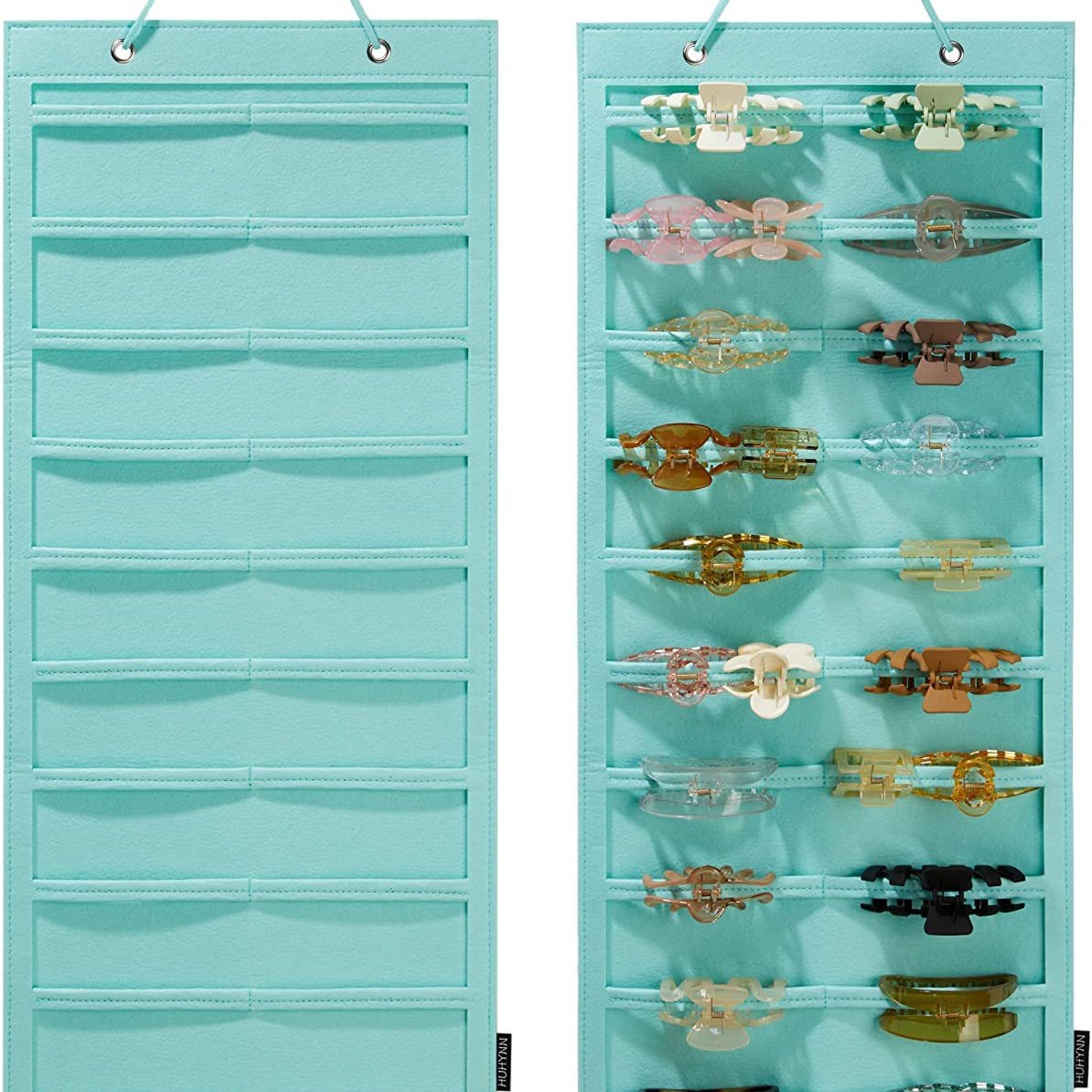 Picture of Hair Clip Display Claw Clip Organize Storage Box Storage Bag Wall Hanging Headwear Storage Bag Felt Hair Clip Storage