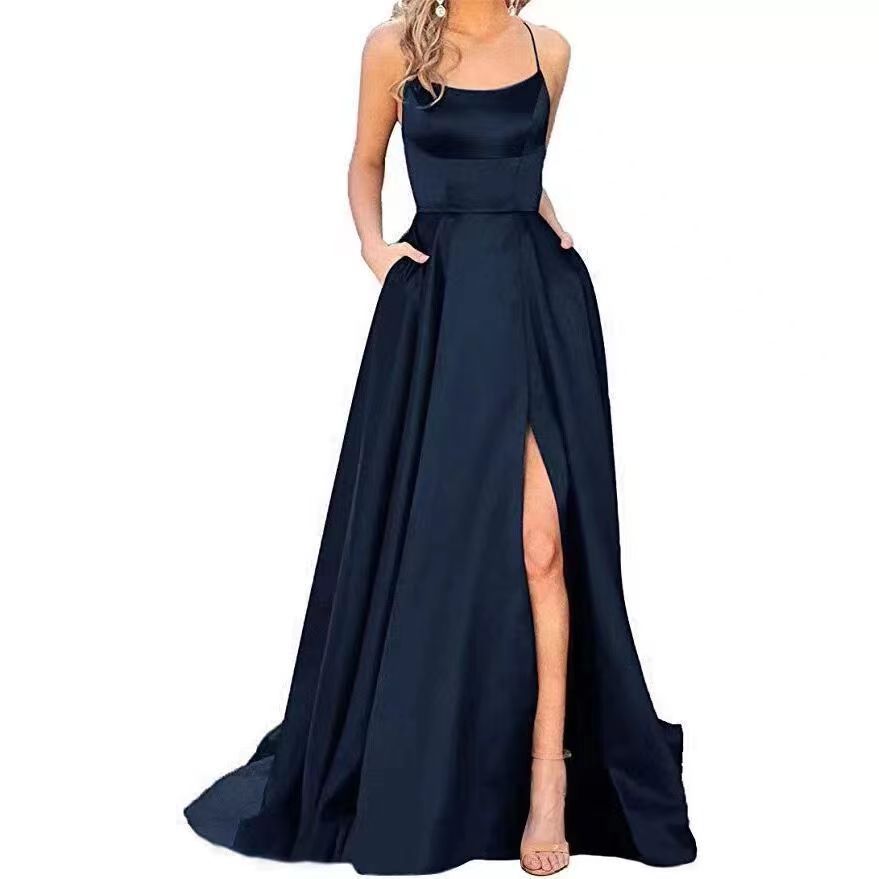 Picture of 2023 Amazon European and American cross-border new bridesmaid dress long dress small tail strap solid color banquet evening dress