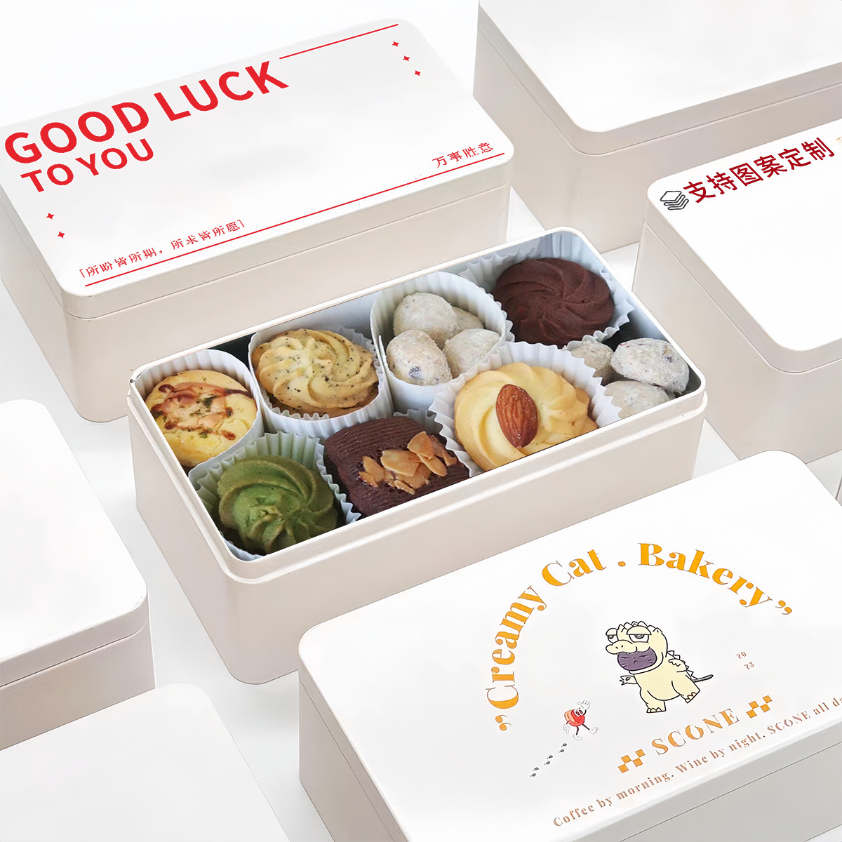 2025 Cookie Tin Box Butter Biscuit Packaging Pineapple Cake Bread Pastry Box Scandinavian Wedding Candy White Small Tin Box