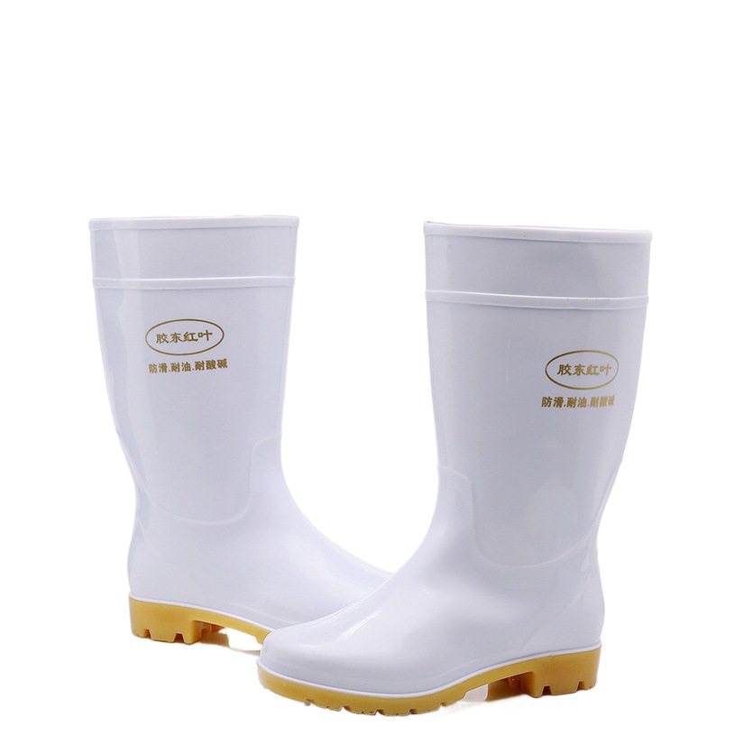 Food Hygiene Boots Men's and Women's Short Medium High Tube Waterproof Shoes Food Factory Work Shoes Non-slip Beef Sole White Rain Shoes
